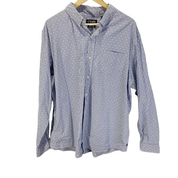 Chaps Ralph Lauren Mens Blue Striped Long Sleeved Causal Button Down XXL - Picture 1 of 6